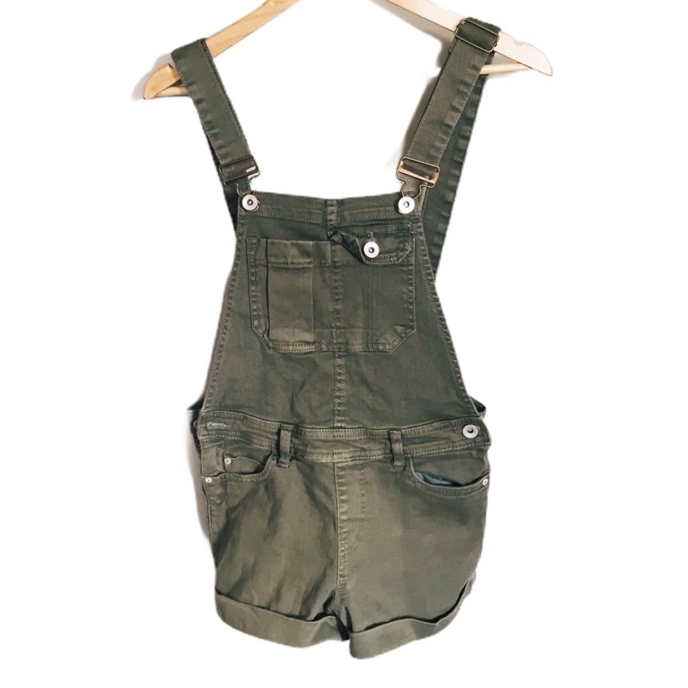 ARDENE Olive Green Camo Short Overalls Utility Pockets XS / 2